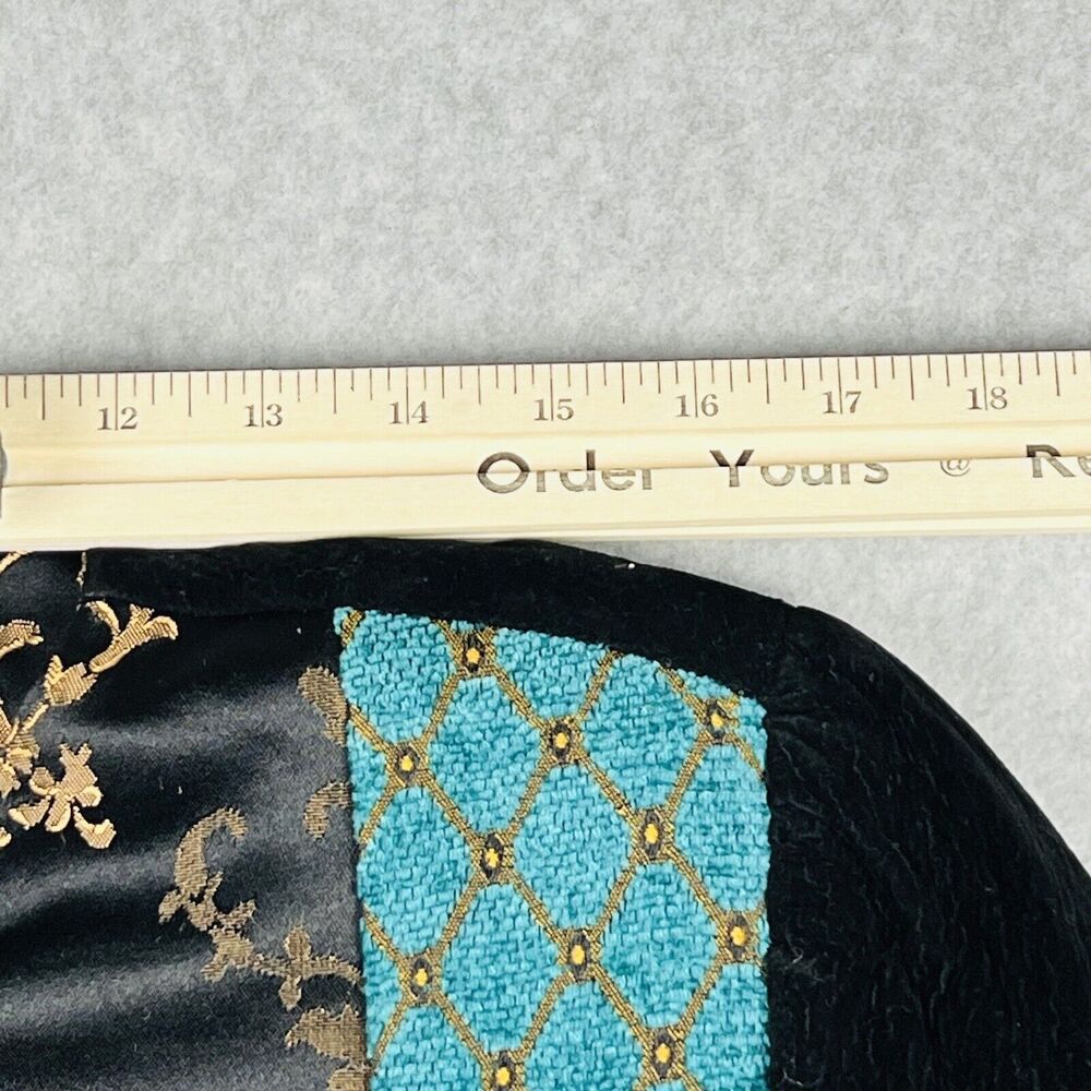 Indigo Moon Velvet Blazer Womens Medium Teal Black Embroidered Jacket - Picture 8 of 13